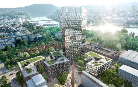 Moderner Quadrill Komplex in Linz, Österreich, mit innovativer Architektur, urbanem Design und nachhaltiger Bauweise.